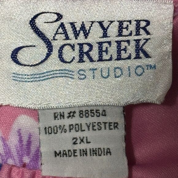 Sawyer Creek Studio Night Gown Womens Size 2XL Pink Floral House Coat Vintage - Picture 7 of 10